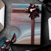 Luxe Strata | Stustblauw Taupe roze Agate Cadeaupapier
