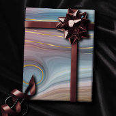 Luxe Strata | Stustblauw Taupe roze Agate Cadeaupapier