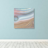 Luxe Strata | Stustblauw Taupe roze Agate Canvas Afdruk (Insitu (Houten vloer))