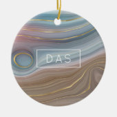 Luxe Strata | Stustblauw Taupe roze Agate Keramisch Ornament (Voorkant)