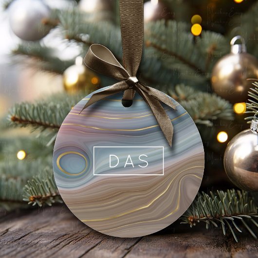 Luxe Strata | Stustblauw Taupe roze Agate Keramisch Ornament