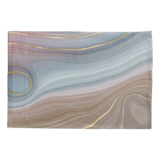 Luxe Strata | Stustblauw Taupe roze Agate Kussensloop (Achterkant)