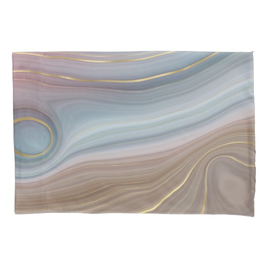 Luxe Strata | Stustblauw Taupe roze Agate Kussensloop (Voorkant)