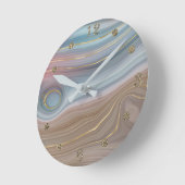 Luxe Strata | Stustblauw Taupe roze Agate Ronde Klok (Hoek)