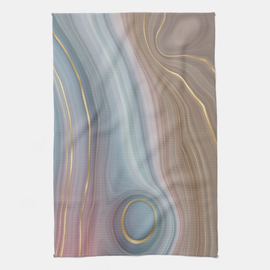 Luxe Strata | Stustblauw Taupe roze Agate Theedoek (Verticaal)