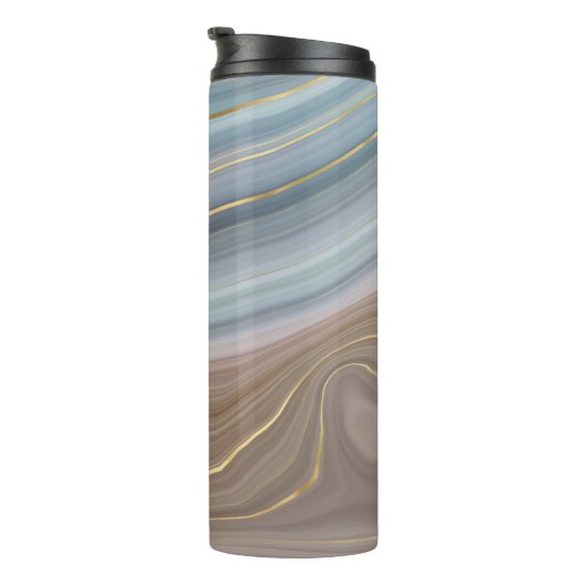 Luxe Strata | Stustblauw Taupe roze Agate Thermosbeker (Geroteerd rechts)