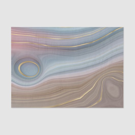 Luxe Strata | Stustblauw Taupe roze Agate Tissuepapier (Voorkant)