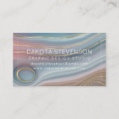 Luxe Strata | Stustblauw Taupe roze Agate Visitekaartje (Achterkant)