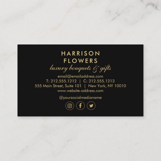 Luxe  Strepen en Bloemen Visitekaartje (Achterkant)