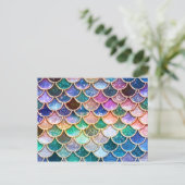 Luxe, summiere multicolor Glitter Mermaid Scales Briefkaart (Staand voorkant)