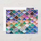 Luxe, summiere multicolor Glitter Mermaid Scales Briefkaart (Voorkant / Achterkant)