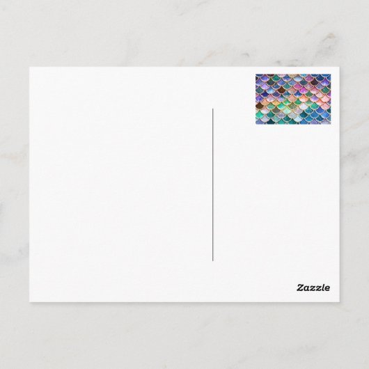Luxe, summiere multicolor Glitter Mermaid Scales Briefkaart (Achterkant)
