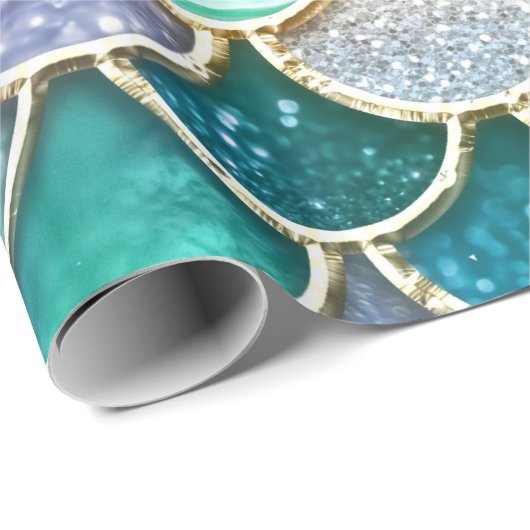 Luxe, summiere multicolor Glitter Mermaid Scales Cadeaupapier (Rol Hoek)