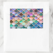 Luxe, summiere multicolor Glitter Mermaid Scales Rechthoekige Sticker (Tas)