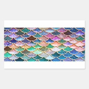 Luxe, summiere multicolor Glitter Mermaid Scales Rechthoekige Sticker