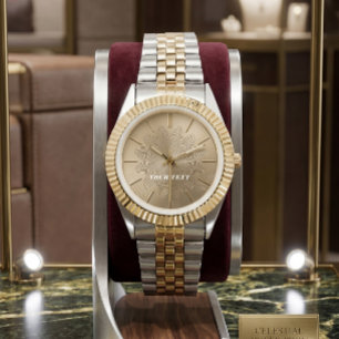 Luxe Sunray Guilloché Gouden Horloge Wijzerplaat