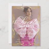 Luxe Sweet 16 Birthday Party Invitation Kaart (Voorkant)
