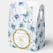 Luxe Sweet 16 Dusty Blue Gold Glitter Treat Box Bedankdoosjes (Geopend)
