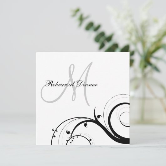 Luxe Swirl Monogram repetitie Dinner Invitations Kaart (Staand voorkant)