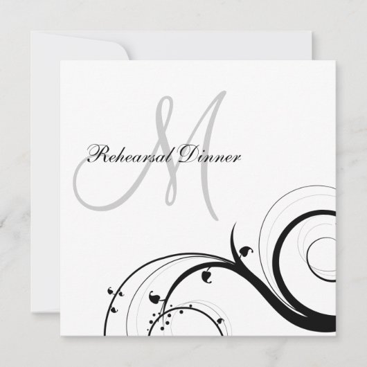 Luxe Swirl Monogram repetitie Dinner Invitations Kaart (Voorkant)