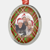 Luxe Tartan Foto Kerst Ornament (Links)