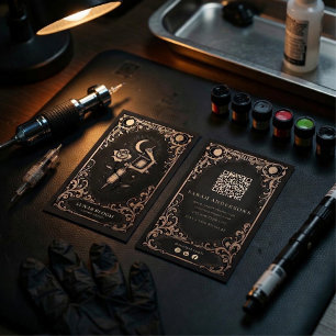 Luxe Tattoo-artiest  Vintage Hemellichamen Visitekaartje
