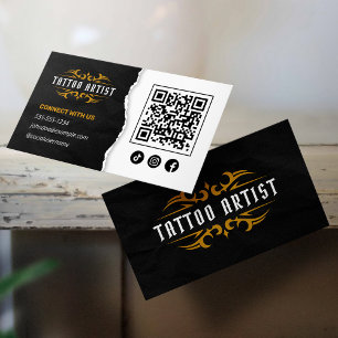 Luxe Tattoo Artist Gold Black Connect met ons Visitekaartje