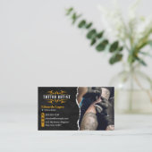 Luxe Tattoo Artist Goud Zwart Tattoo Shop Visitekaartje (Staand voorkant)