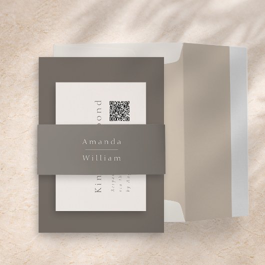 Luxe Taupe Bruiloft Uitnodigingen Wikkel