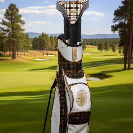Luxe Taupe en Gold Plaid Golf Head Hoesje Golfheadcover