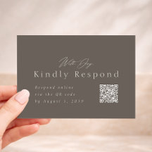 Luxe Taupe QR Code RSVP Kaart