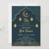Luxe Teal en Goud Mandala Iftar Uitnodiging (Voorkant)