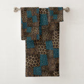 Luxe Teal Glitter Afrikaanse Dierenprint Handdoeke Bad Handdoek (Insitu)