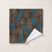 Luxe Teal Glitter Afrikaanse Dierenprint Handdoeke Bad Handdoek (Wasdoekje)