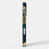 Luxe teal & goud bloemmotief iPhone hoesje (Achterkant / Rechts)