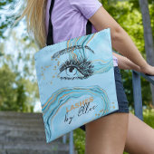 Luxe Teal Goud Marmer Wimper Extentie Make-up Tote Bag