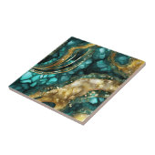 Luxe Teal Turquoise Liquid Gold Marble Agate Geode Tegeltje (Zijkant)