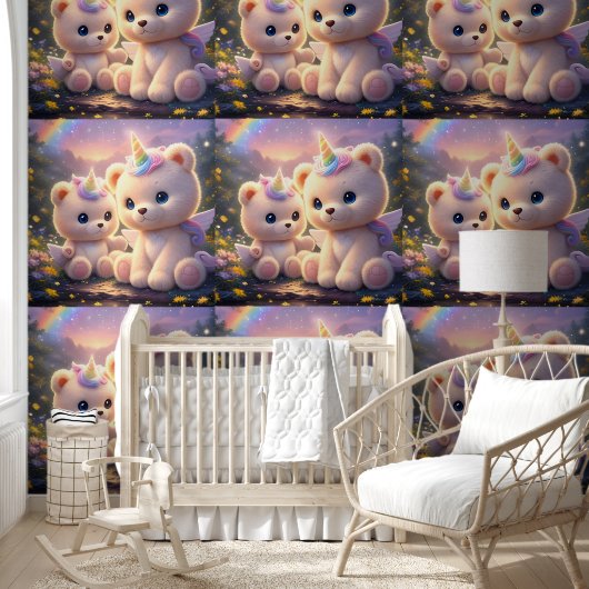 Luxe teddy eenhoorn kinderkamer decor behang (Kinderen)