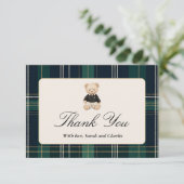 Luxe Teddybeer Baby shower Boy Bedankt Card (Staand voorkant)