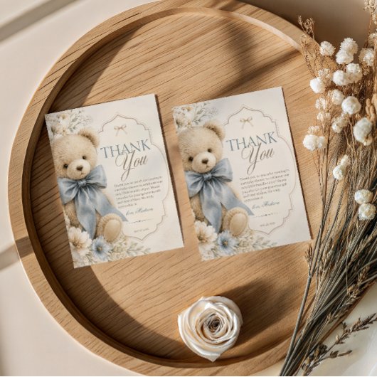 luxe teddybeer babyshower bedankkaart