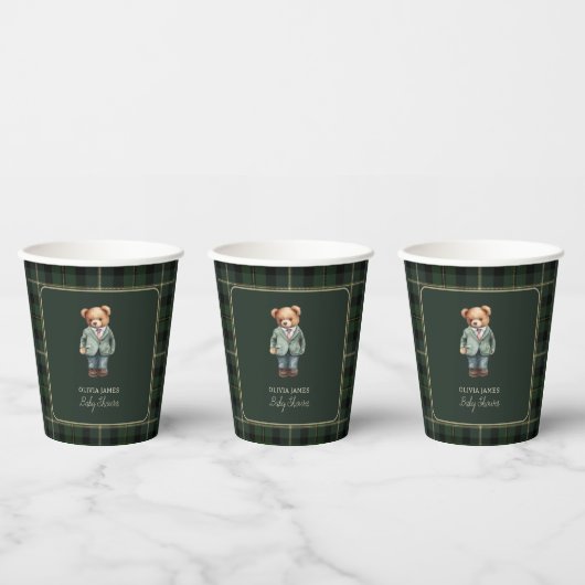 Luxe teddybeer babyshower papieren bekers (Multi)
