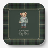 Luxe teddybeer babyshower papieren bordje (Voorkant)
