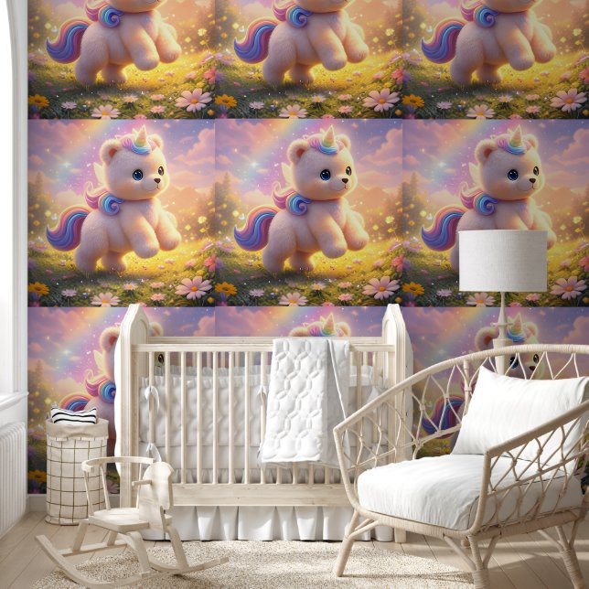Luxe teddybeer eenhoorn kinderkamerbehang behang (Kinderen)