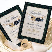 Luxe teddybeer geruite babyshower  kaart