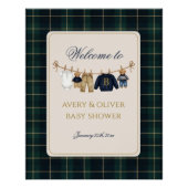 Luxe teddybeer geruite babyshower perfect poster (Voorkant)