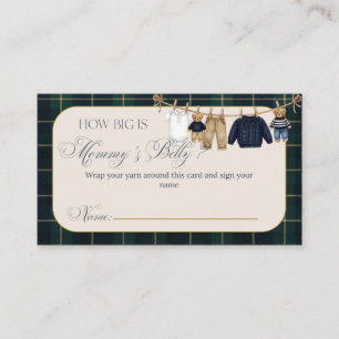 Luxe teddybeer geruite babyshower zwangere buik informatiekaartje