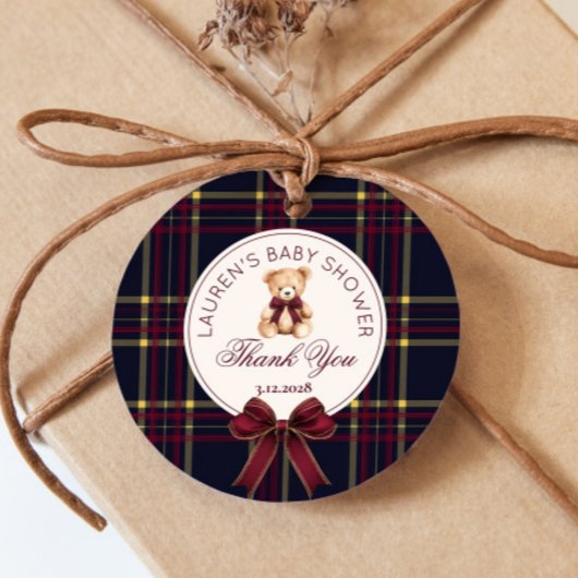 Luxe teddybeer Kerstboog Geruite Bedankt Bedankjes Labels