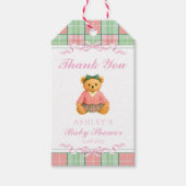 Luxe teddybeer preppy Baby shower Dank u Cadeaulabel (Voorkant)