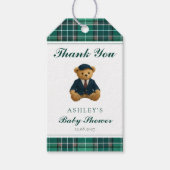 Luxe Teddybeer Preppy Babyshower Bedankt Cadeaulabel (Voorkant)