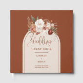 Luxe Terracotta Pampas Grass Boho Bloemen Huwelijk Gastenboek (Voorkant)